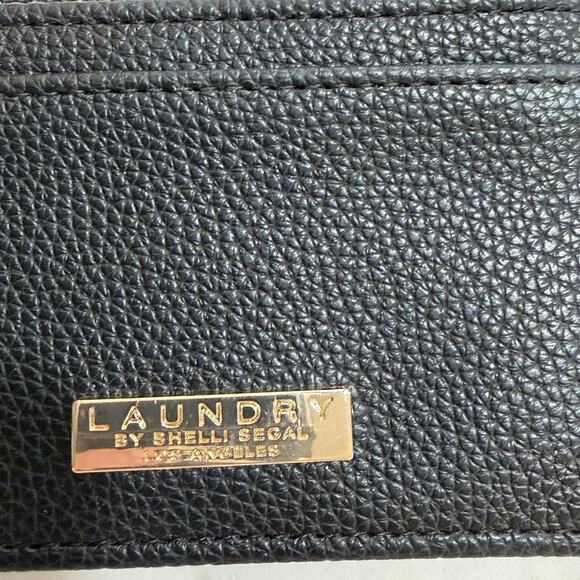 Laundry By Shelli Segal Leather black ID Card Case Key Ring ID Wallet Zip NWOT - Picture 2 of 7